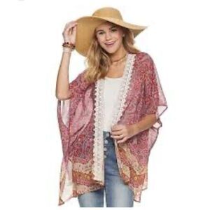 JOLT Crochet Trim Kimono, Size Small